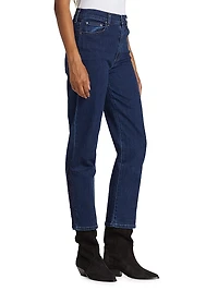 Sabine Fringe High-Rise Cropped Straight-Leg Jeans