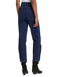 Sabine Fringe High-Rise Cropped Straight-Leg Jeans