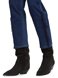 Sabine Fringe High-Rise Cropped Straight-Leg Jeans