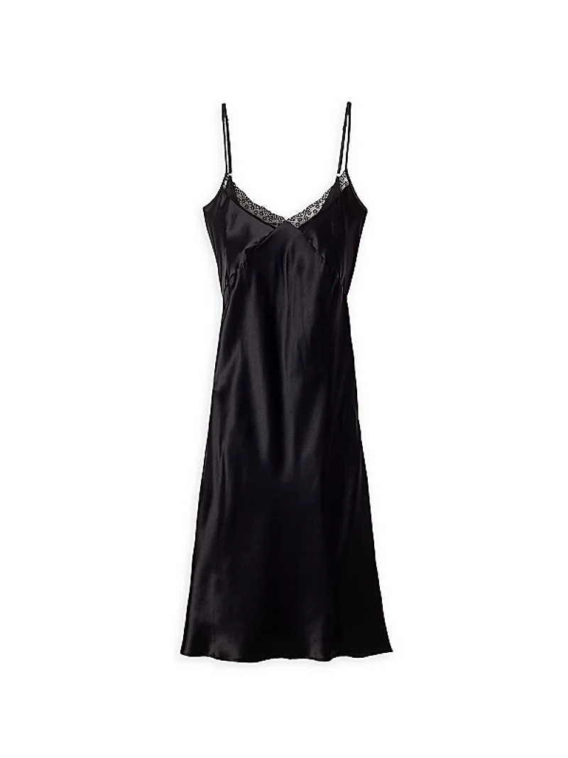 Silk Cosette Lace-Trim Nightgown