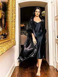 Silk Cosette Lace-Trim Nightgown