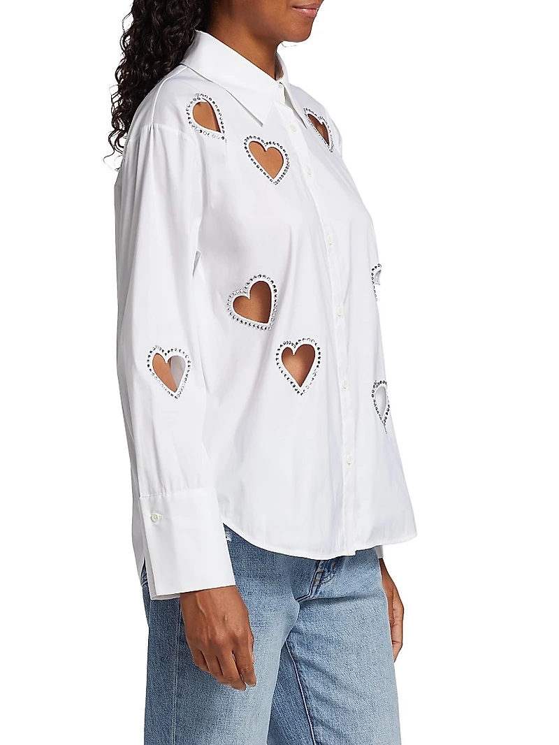 Finley Crystal-Embellished Heart Cut Out Shirt