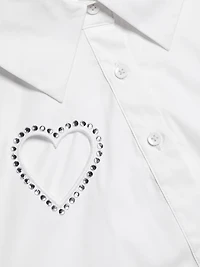 Finley Crystal-Embellished Heart Cut Out Shirt