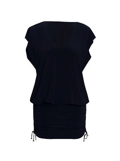 Shirred Cover-Up Beach Dress