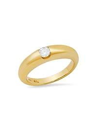 14K Yellow Gold & 0.16 TCW Diamond Domed Pinky Ring