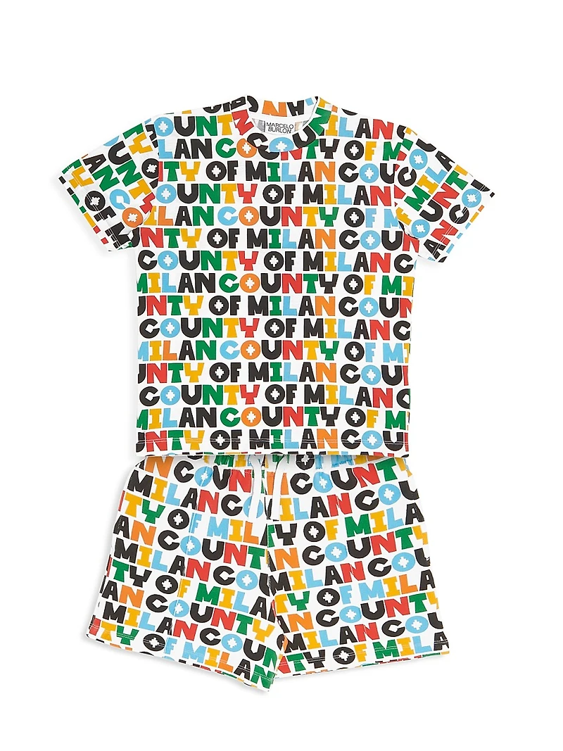 Little Boy's & 'County of Milan' Pintuck Sweatshorts