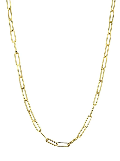 14K Yellow Solid Gold Venice Link Necklace