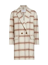 Plaid Wool-Blend Oversized Double-Breasted Coat