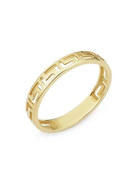 14K Yellow Solid Gold Greek Key Band Ring