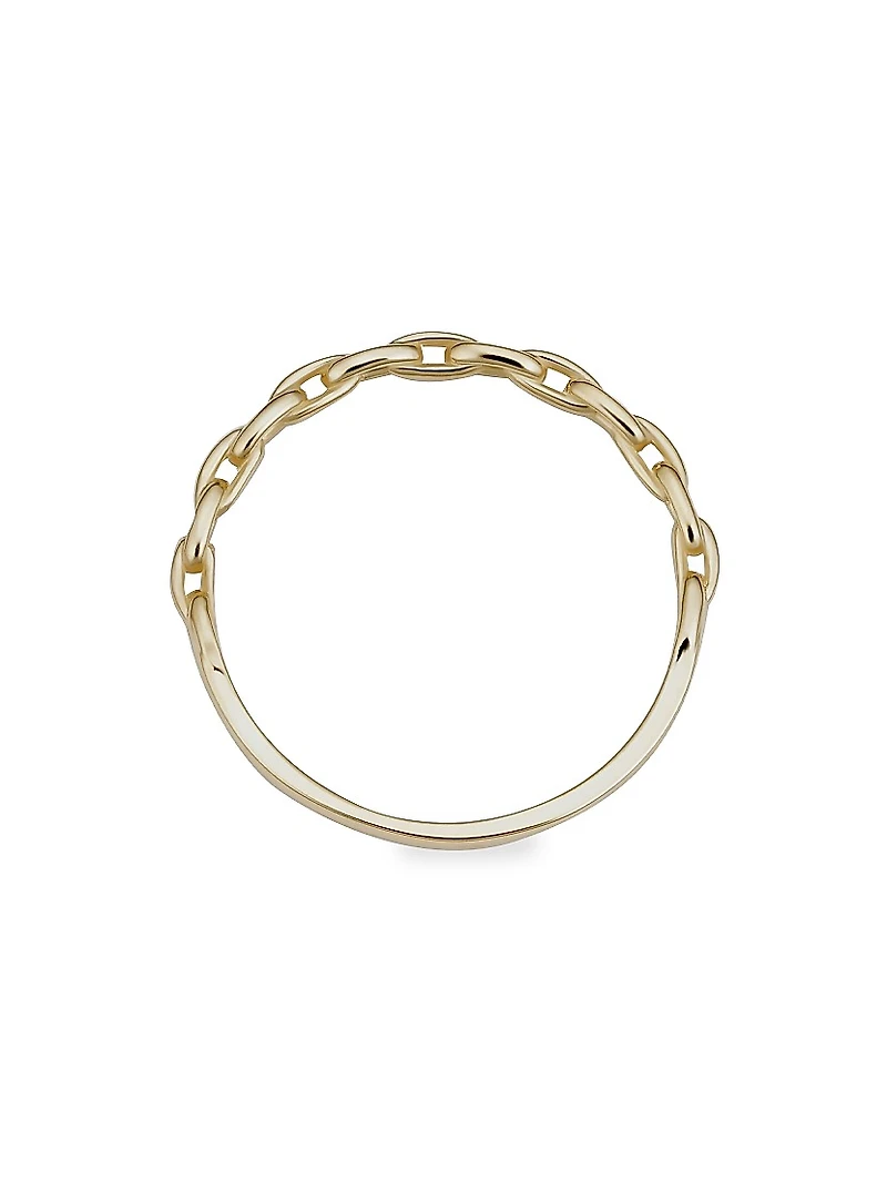 14K Yellow Solid Gold Venice Link Ring