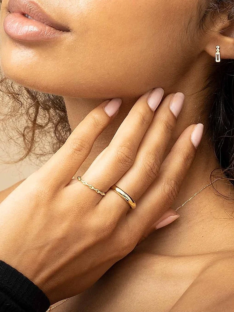 14K Yellow Solid Gold Venice Link Ring