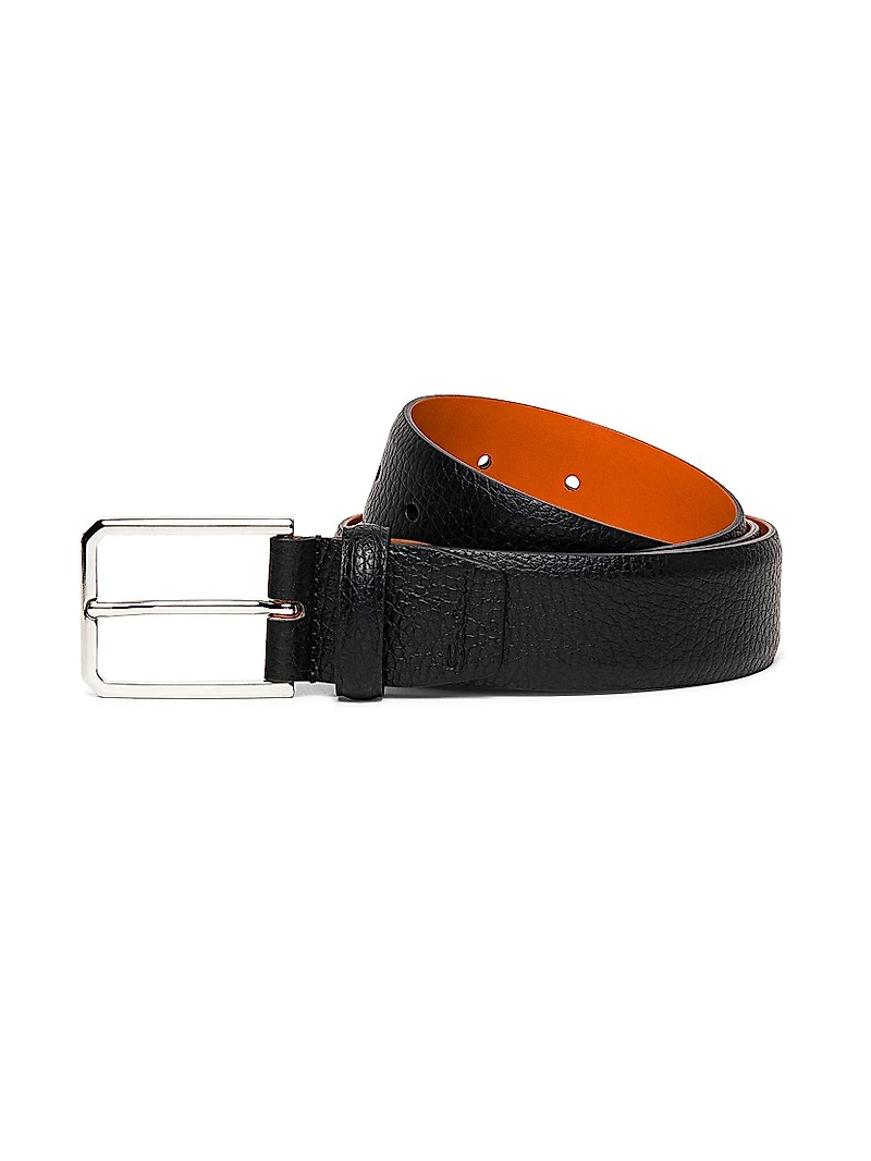 Adjustable Grained Leather Belt