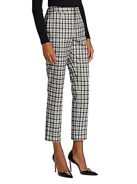 Plaid Straight-Leg Crop Trousers
