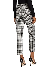 Plaid Straight-Leg Crop Trousers