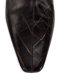 The Wide Calf Croc-Embossed Leather Boots