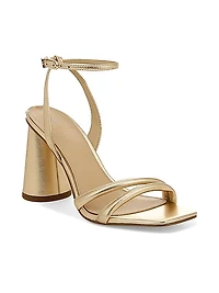 Kia Metallic Leather Block-Heel Sandals
