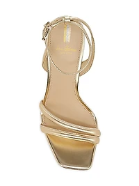 Kia Metallic Leather Block-Heel Sandals