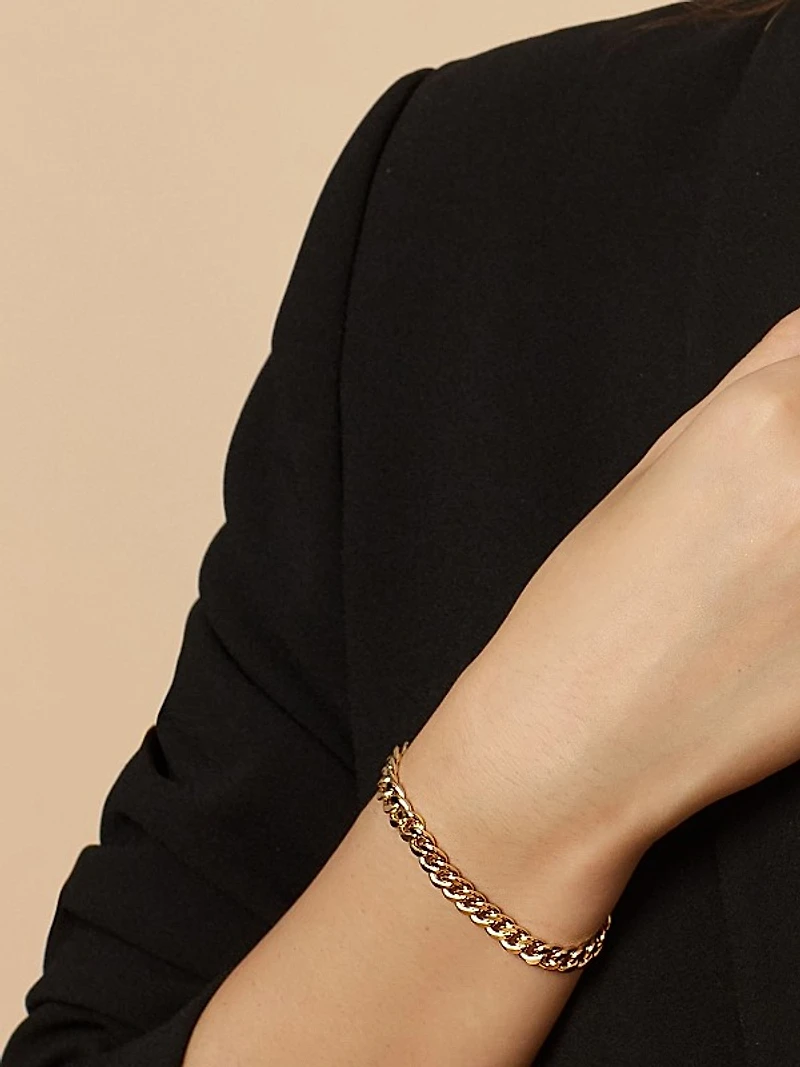 14K Yellow Solid Gold Estate Cuban Bracelet