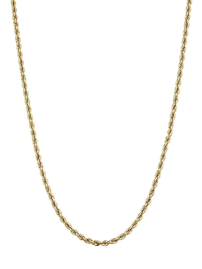 14K Yellow Solid Gold Roman Rope Statement Necklace