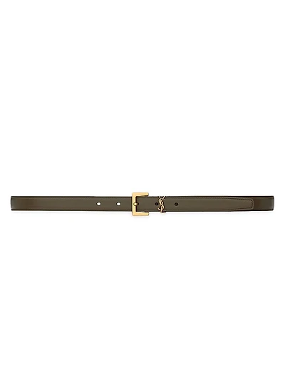 Cassandre Thin Belt with Square Buckle Smooth Leather
