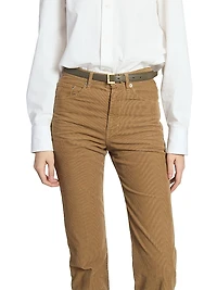 Cassandre Thin Belt with Square Buckle Smooth Leather