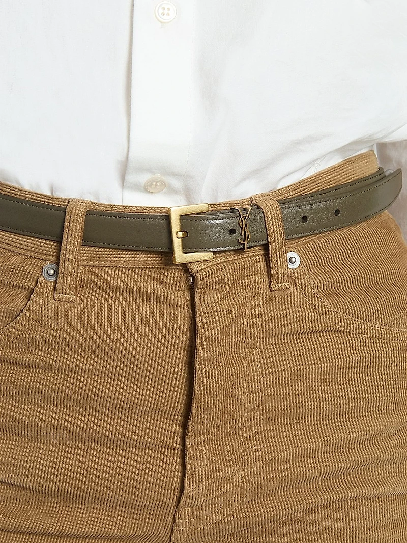 Cassandre Thin Belt with Square Buckle Smooth Leather