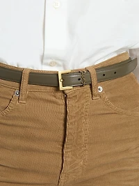 Cassandre Thin Belt with Square Buckle Smooth Leather