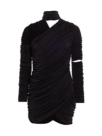 Asymmetric Ruched Jersey Minidress