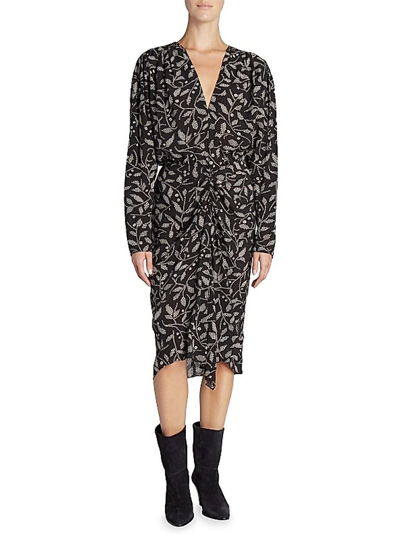 Danalia Gathered Leaf Cocktail Dress