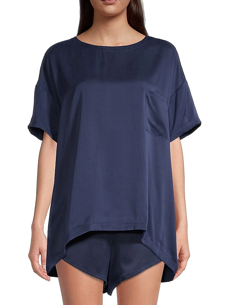 Washable Silk Tee 2-Piece Pajama Set