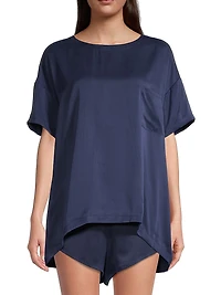 Washable Silk Tee 2-Piece Pajama Set