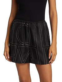 Silk Stitched-Logo Shorts