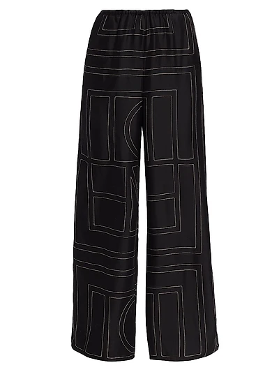 Monogram Stitch Silk Pants