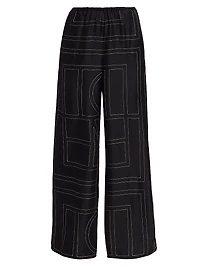 Monogram Stitch Silk Pants