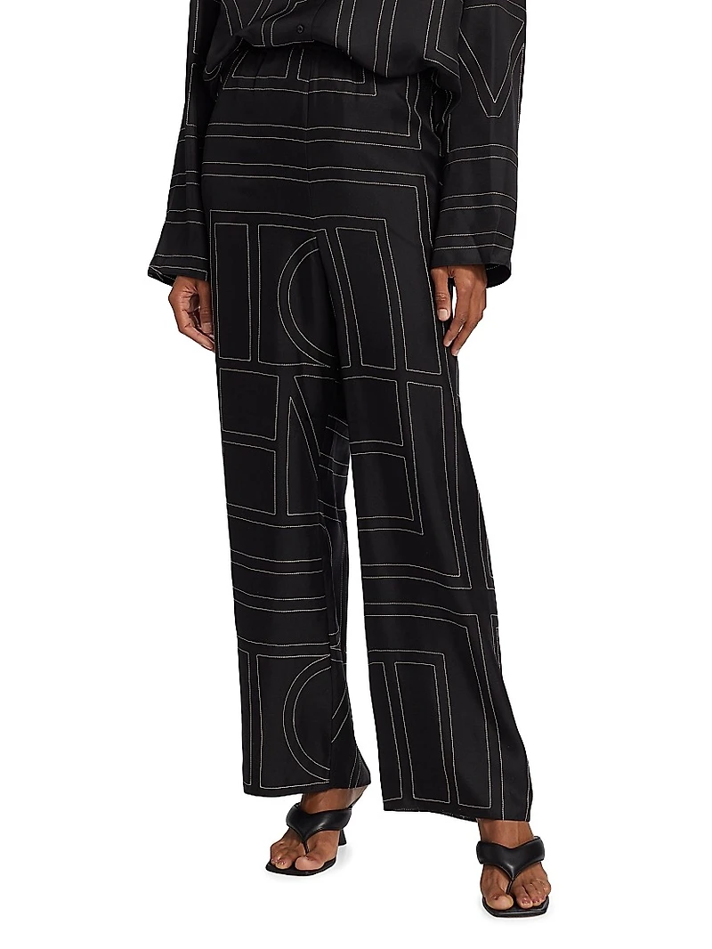 Monogram Stitch Silk Pants