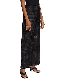 Monogram Stitch Silk Pants