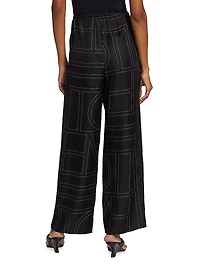 Monogram Stitch Silk Pants