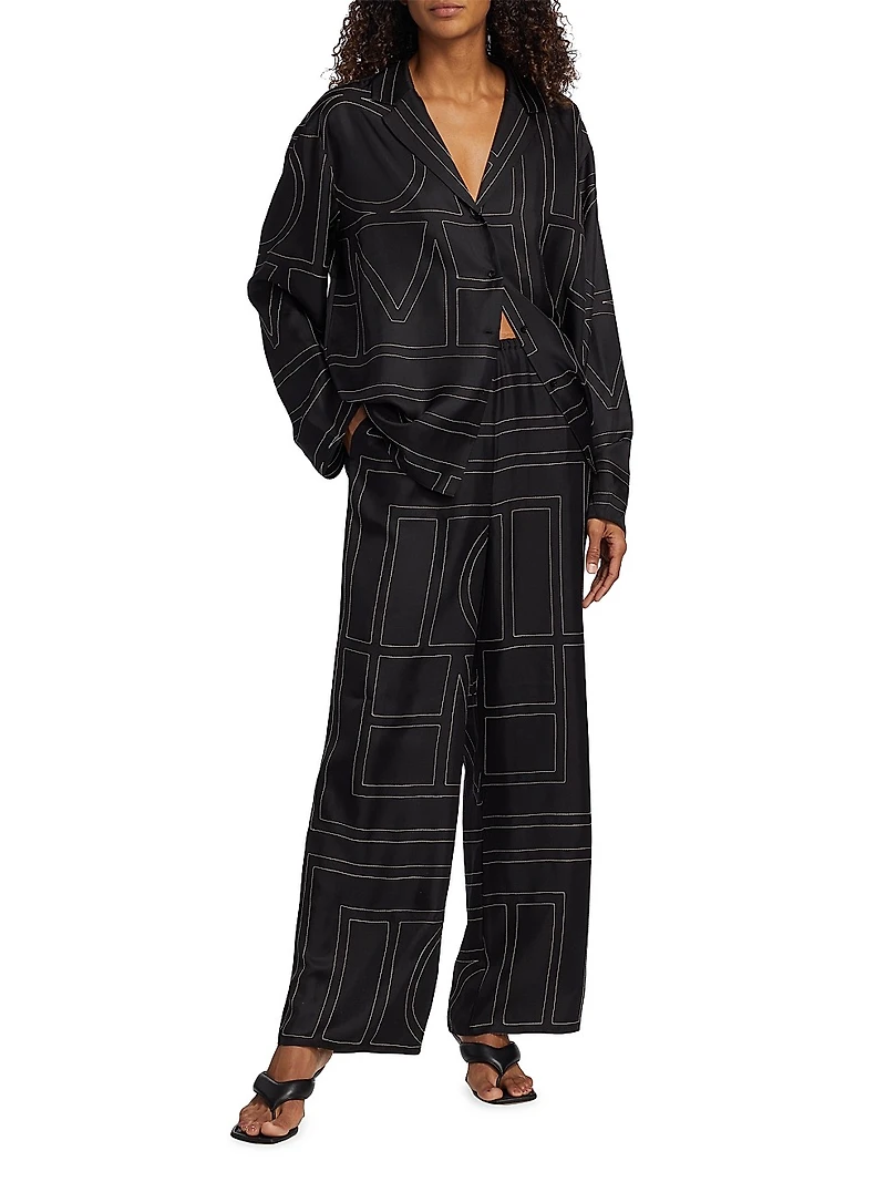 Monogram Stitch Silk Pants