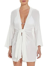 Perola Knotted Long-Sleeve Coverup