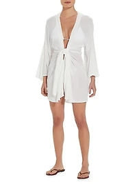 Perola Knotted Long-Sleeve Coverup