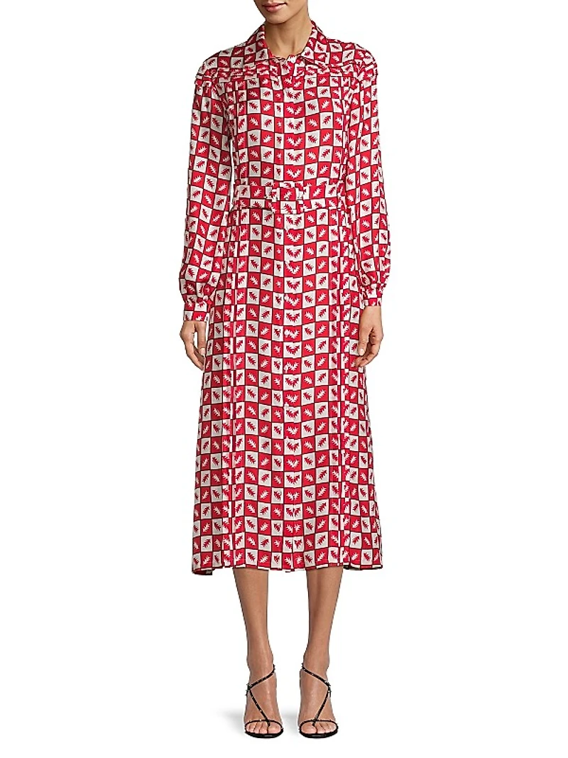 Checkered Belted Shirtdress