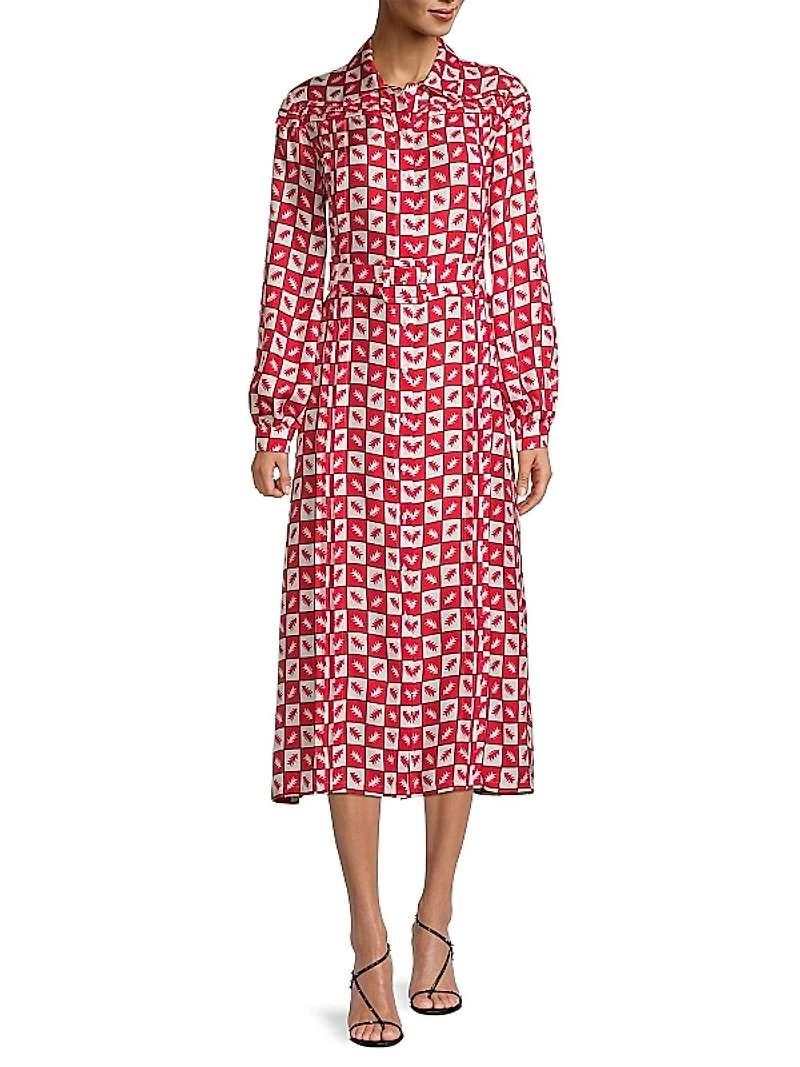 Checkered Belted Shirtdress