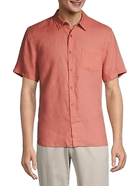 Linen Short-Sleeve Button-Up Shirt