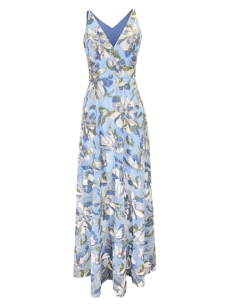 Ariyah Floral Sequin Flared Gown