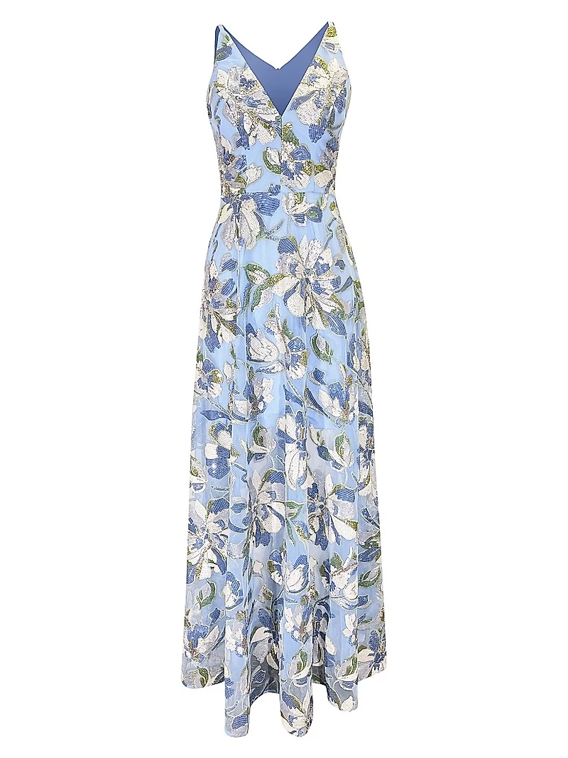 Ariyah Floral Sequin Flared Gown