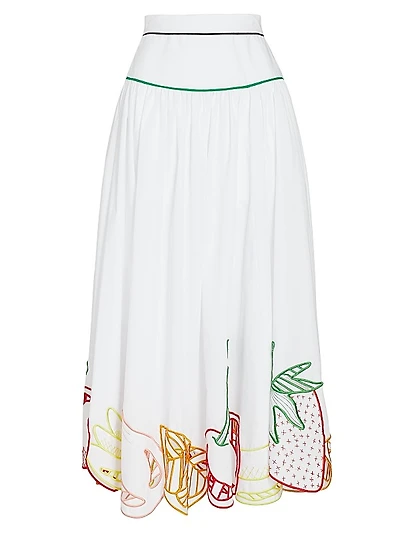 Embroidered Fruit Maxi Skirt