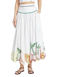 Embroidered Fruit Maxi Skirt