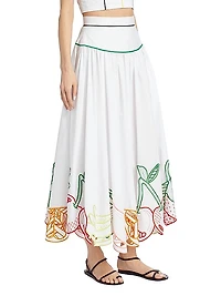 Embroidered Fruit Maxi Skirt