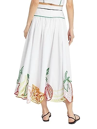 Embroidered Fruit Maxi Skirt
