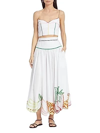 Embroidered Fruit Maxi Skirt